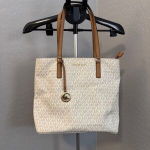 Michael Kors White and Brown Signature Tote GUC